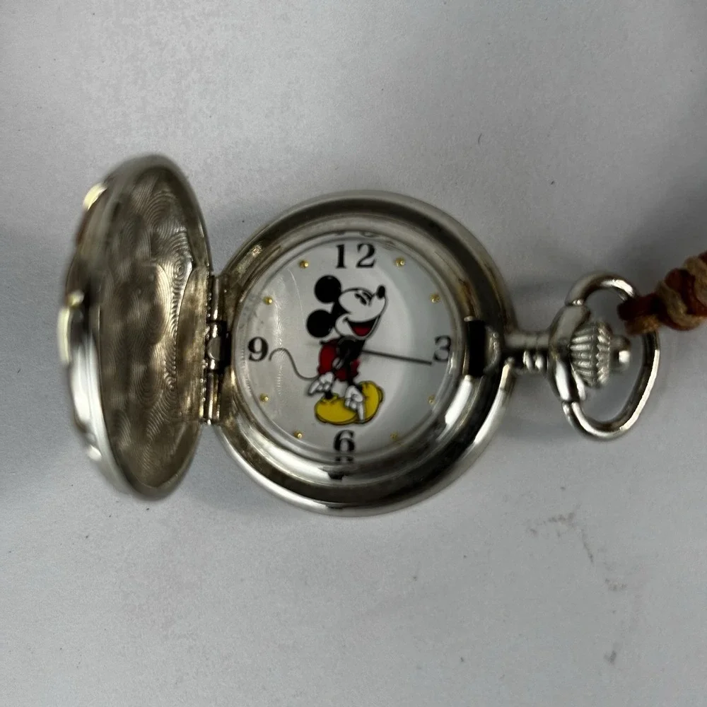 HTF Rare KREMENTZ Disney MICKEY MOUSE Quartz POCKET WATCH Japan Movt New Battery